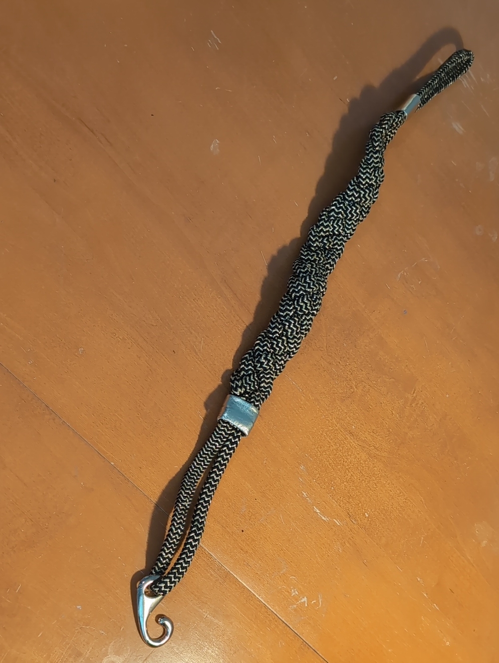 ✌🏼Patricia Green Vintage Black and Gold Braided Belt with Gold Hook + Leather
